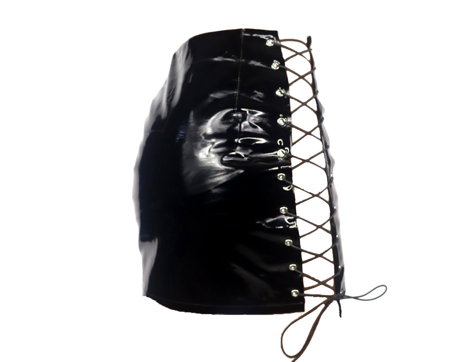 Black vinyl lace up skirt deals
